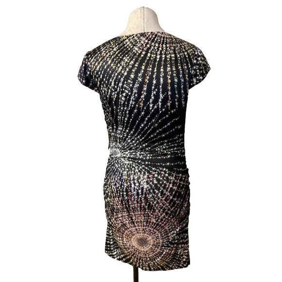 Ali Ro Nordstrom Dress 8 Stars Stretch Silk Short Sleeve Colorburst NWT $250 - Picture 3 of 9
